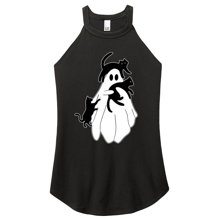 Spooky Ghost Funny Cat Lover Women's Perfect Tri Rocker Tank