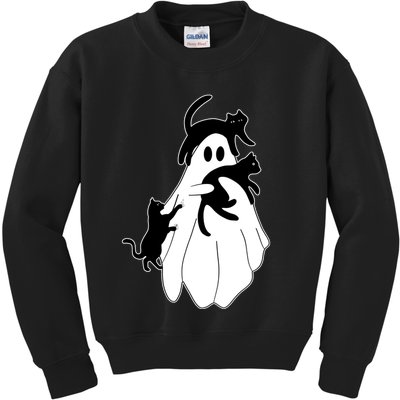 Spooky Ghost Funny Cat Lover Kids Sweatshirt