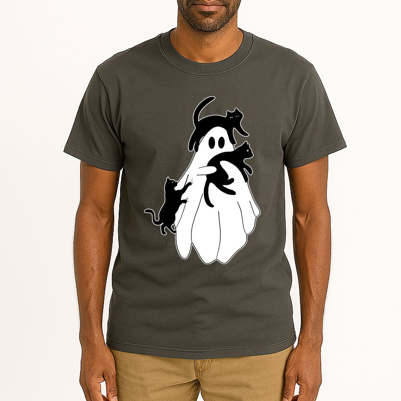 Spooky Ghost Funny Cat Lover Tall T-Shirt