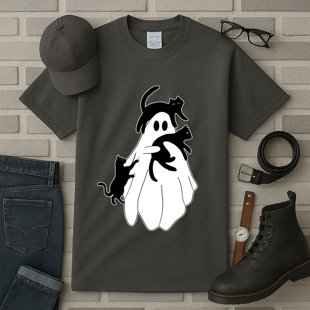 Spooky Ghost Funny Cat Lover Tall T-Shirt