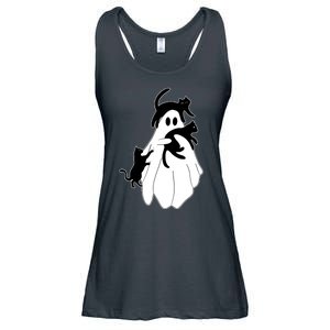 Spooky Ghost Funny Cat Lover Ladies Essential Flowy Tank