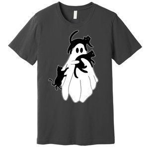 Spooky Ghost Funny Cat Lover Premium T-Shirt