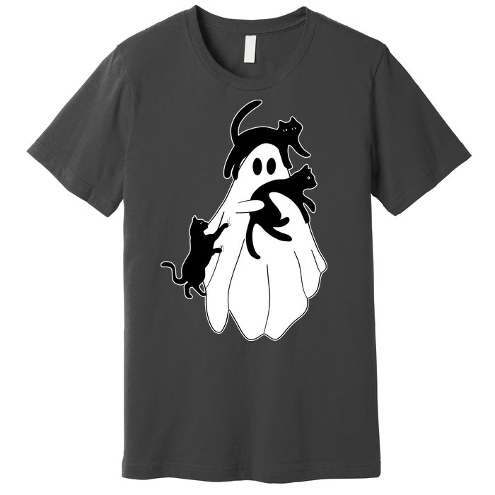 Spooky Ghost Funny Cat Lover Premium T-Shirt