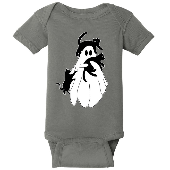 Spooky Ghost Funny Cat Lover Baby Bodysuit