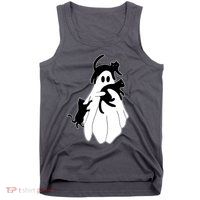 Spooky Ghost Funny Cat Lover Tank Top