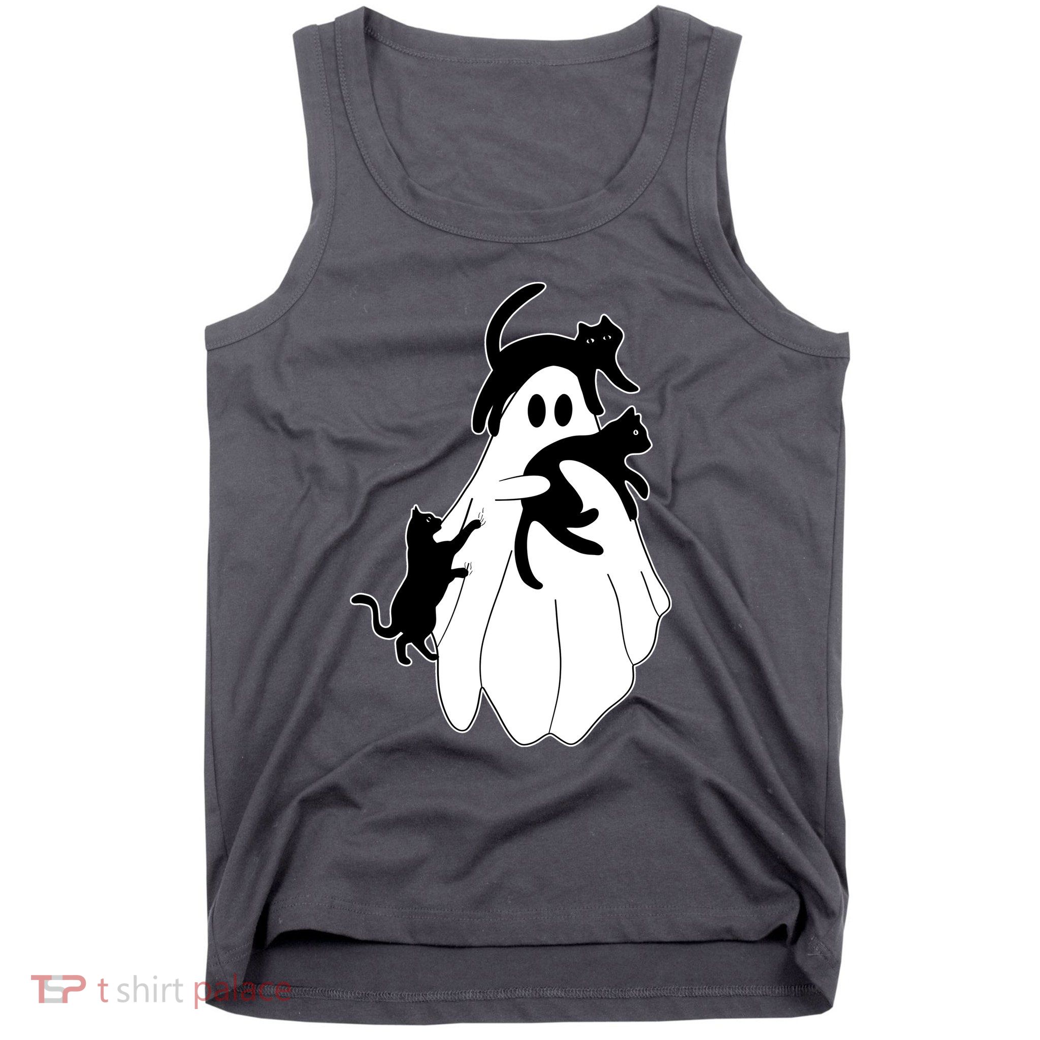 Spooky Ghost Funny Cat Lover Tank Top