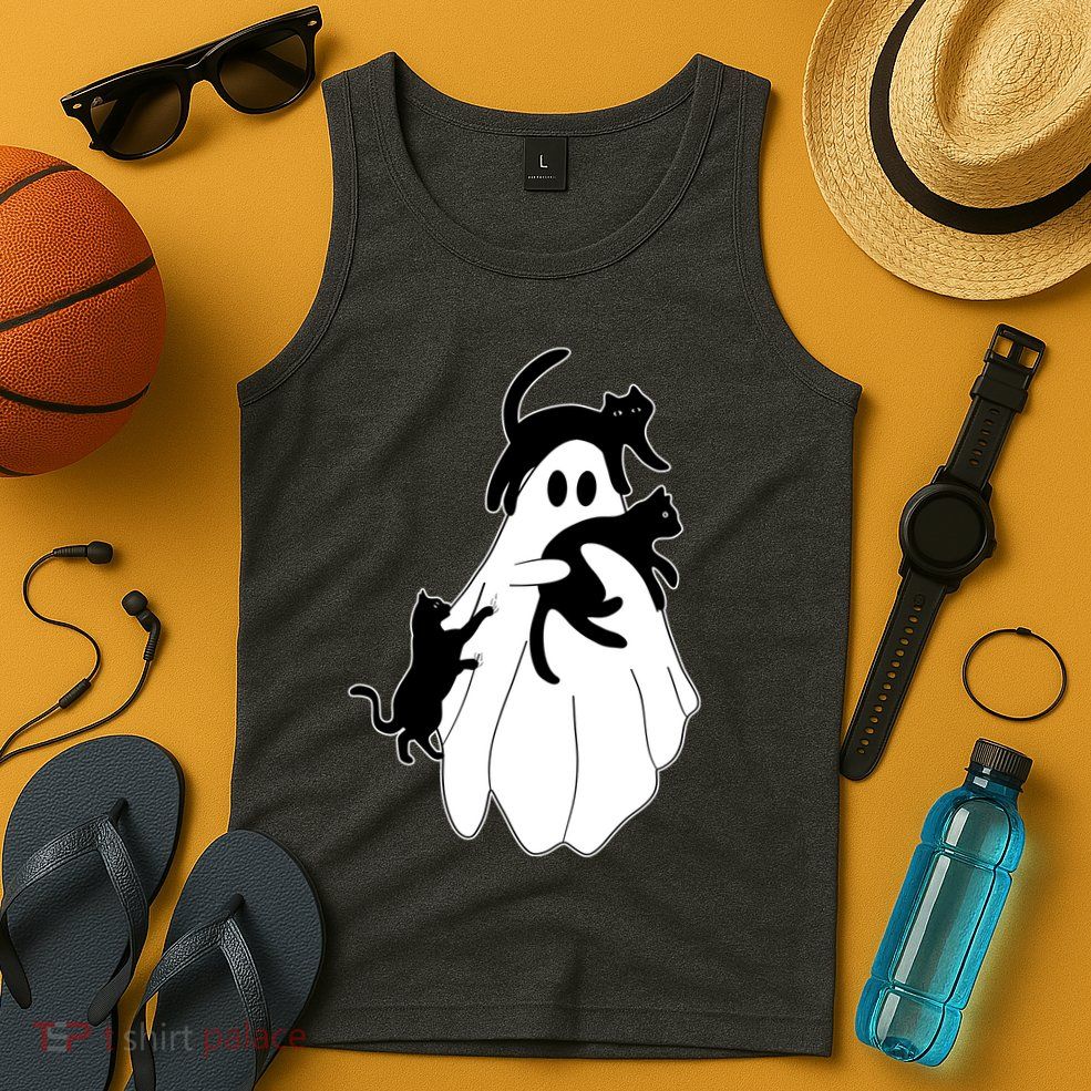 Spooky Ghost Funny Cat Lover Tank Top