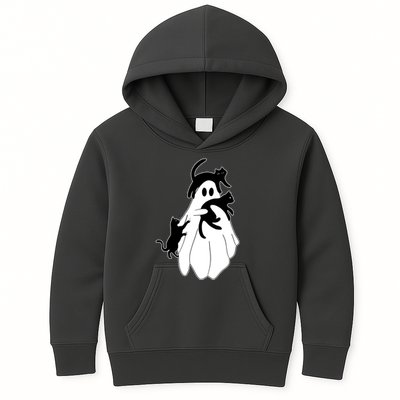 Spooky Ghost Funny Cat Lover Kids Hoodie
