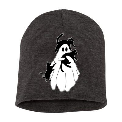 Spooky Ghost Funny Cat Lover Short Acrylic Beanie