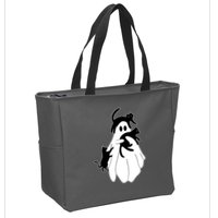 Spooky Ghost Funny Cat Lover Zip Tote Bag