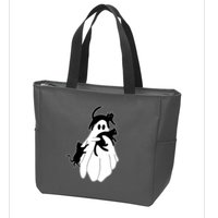 Spooky Ghost Funny Cat Lover Zip Tote Bag