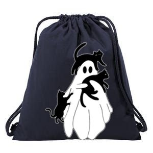 Spooky Ghost Funny Cat Lover Drawstring Bag