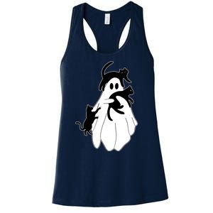 Spooky Ghost Funny Cat Lover Women's Racerback Tank