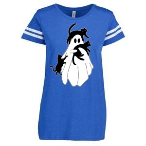 Spooky Ghost Funny Cat Lover Enza Ladies Jersey Football T-Shirt