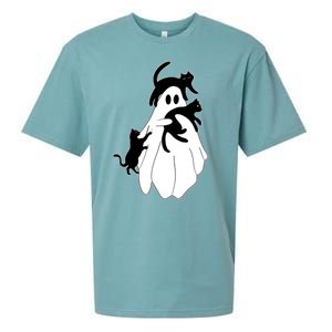 Spooky Ghost Funny Cat Lover Sueded Cloud Jersey T-Shirt