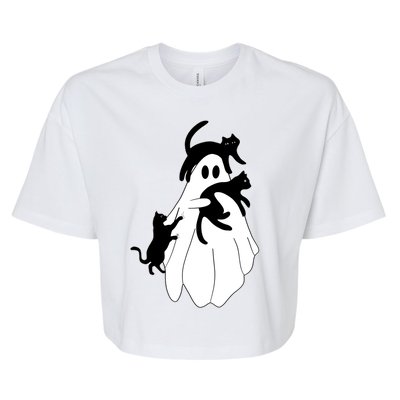 Spooky Ghost Funny Cat Lover Bella+Canvas Jersey Crop Tee