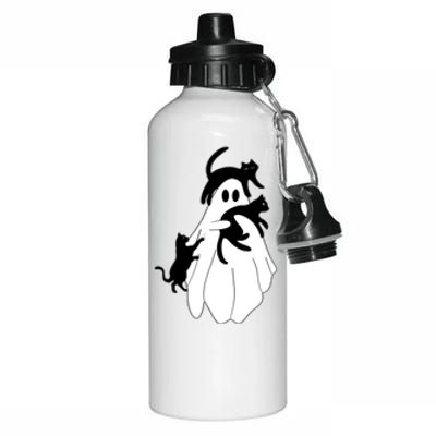 Spooky Ghost Funny Cat Lover Aluminum Water Bottle 