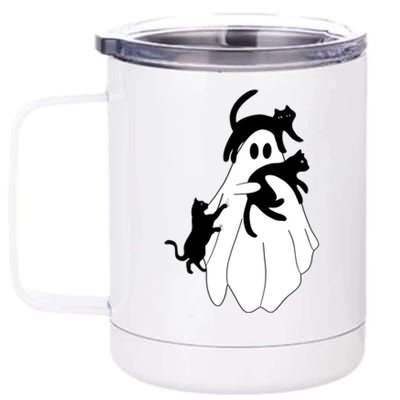 Spooky Ghost Funny Cat Lover 12 oz Stainless Steel Tumbler Cup