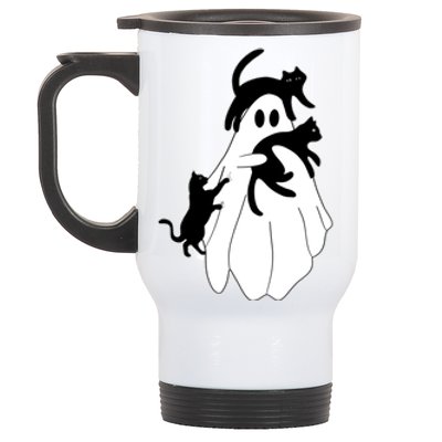 Spooky Ghost Funny Cat Lover Stainless Steel Travel Mug