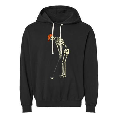 Skeleton Golf Funny Halloween Golfing Sports Garment-Dyed Fleece Hoodie