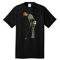 Skeleton Golf Funny Halloween Golfing Sports Tall T-Shirt