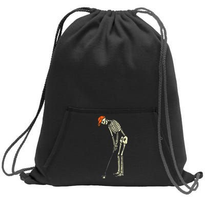 Skeleton Golf Funny Halloween Golfing Sports Sweatshirt Cinch Pack Bag