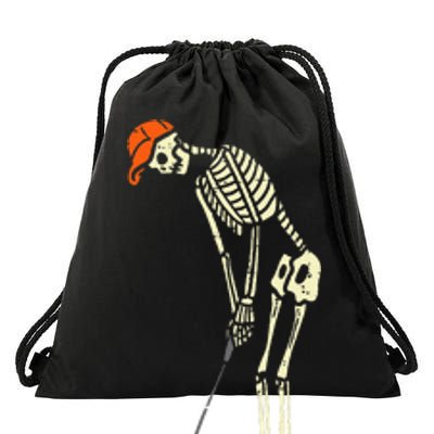 Skeleton Golf Funny Halloween Golfing Sports Drawstring Bag