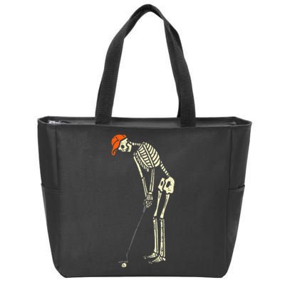 Skeleton Golf Funny Halloween Golfing Sports Zip Tote Bag