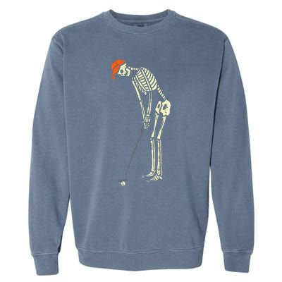 Skeleton Golf Funny Halloween Golfing Sports Garment-Dyed Sweatshirt