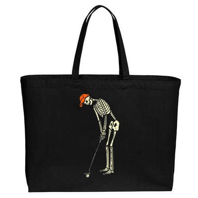 Skeleton Golf Funny Halloween Golfing Sports Cotton Canvas Jumbo Tote