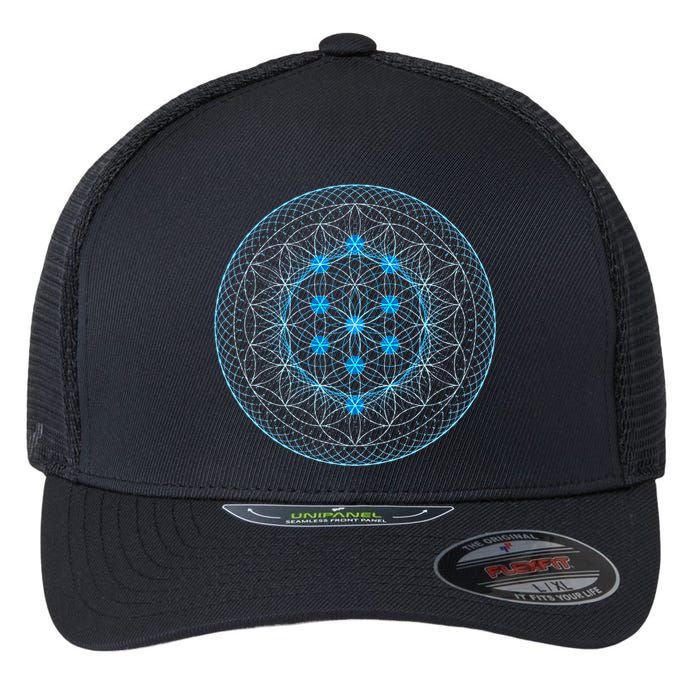 Sacred Geometry Flower Of Life With Kabbalah Flexfit Unipanel Trucker Cap
