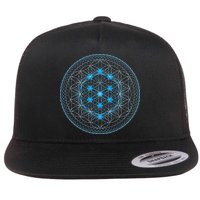Sacred Geometry Flower Of Life With Kabbalah Flat Bill Trucker Hat