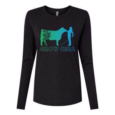 Show Girl Fun Livestock Cattle Showing Womens Cotton Relaxed Long Sleeve T-Shirt