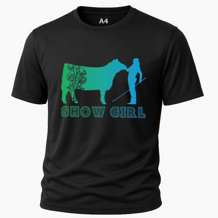 Show Girl Fun Livestock Cattle Showing Cooling Performance Crew T-Shirt