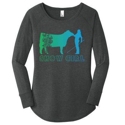 Show Girl Fun Livestock Cattle Showing Women's Perfect Tri Tunic Long Sleeve Shirt