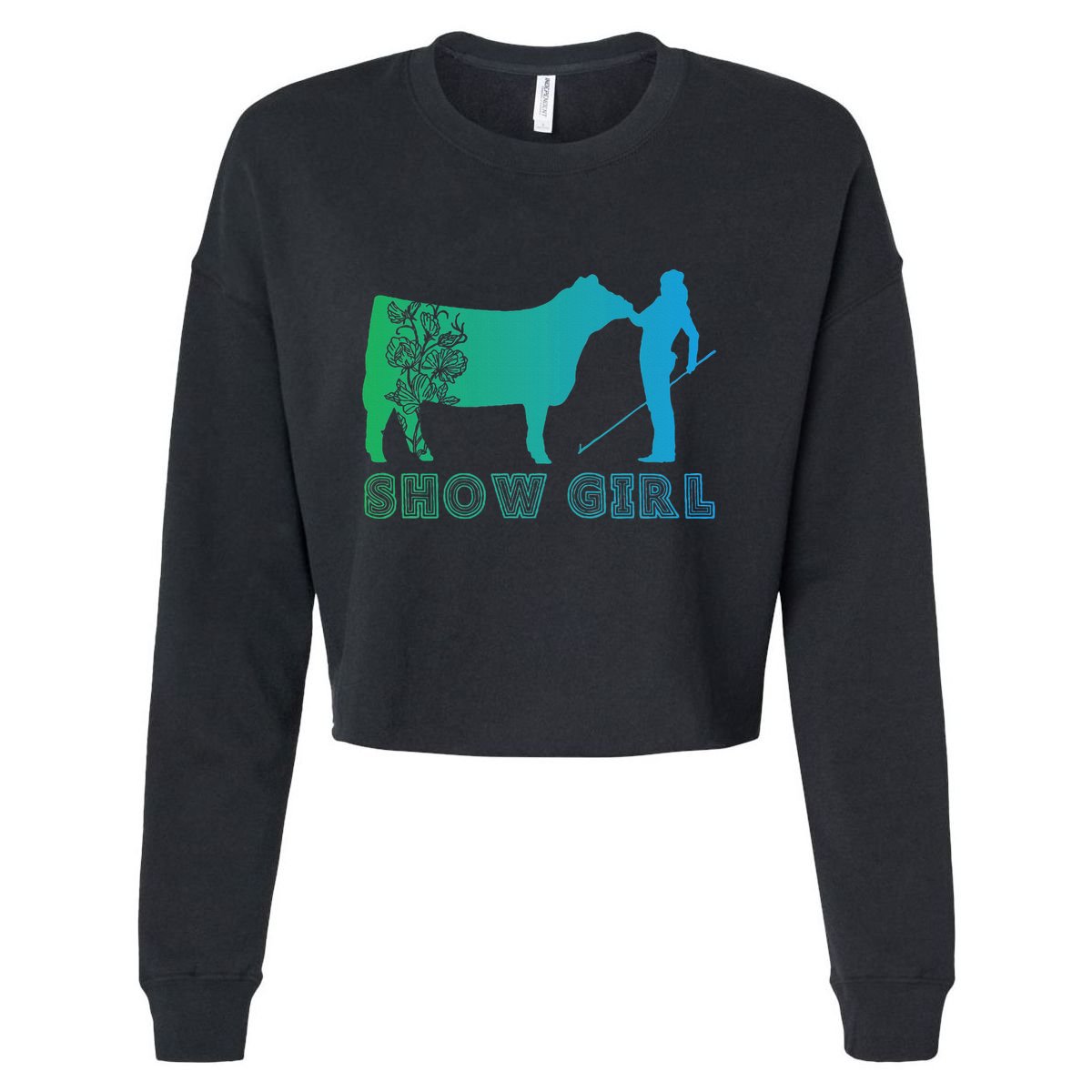 Show Girl Fun Livestock Cattle Showing Cropped Pullover Crew