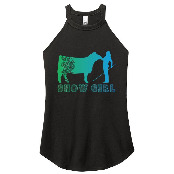 Show Girl Fun Livestock Cattle Showing Women's Perfect Tri Rocker Tank