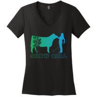 Show Girl Fun Livestock Cattle Showing Women's V-Neck T-Shirt