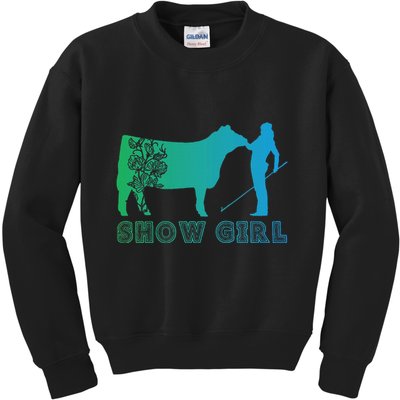 Show Girl Fun Livestock Cattle Showing Kids Sweatshirt