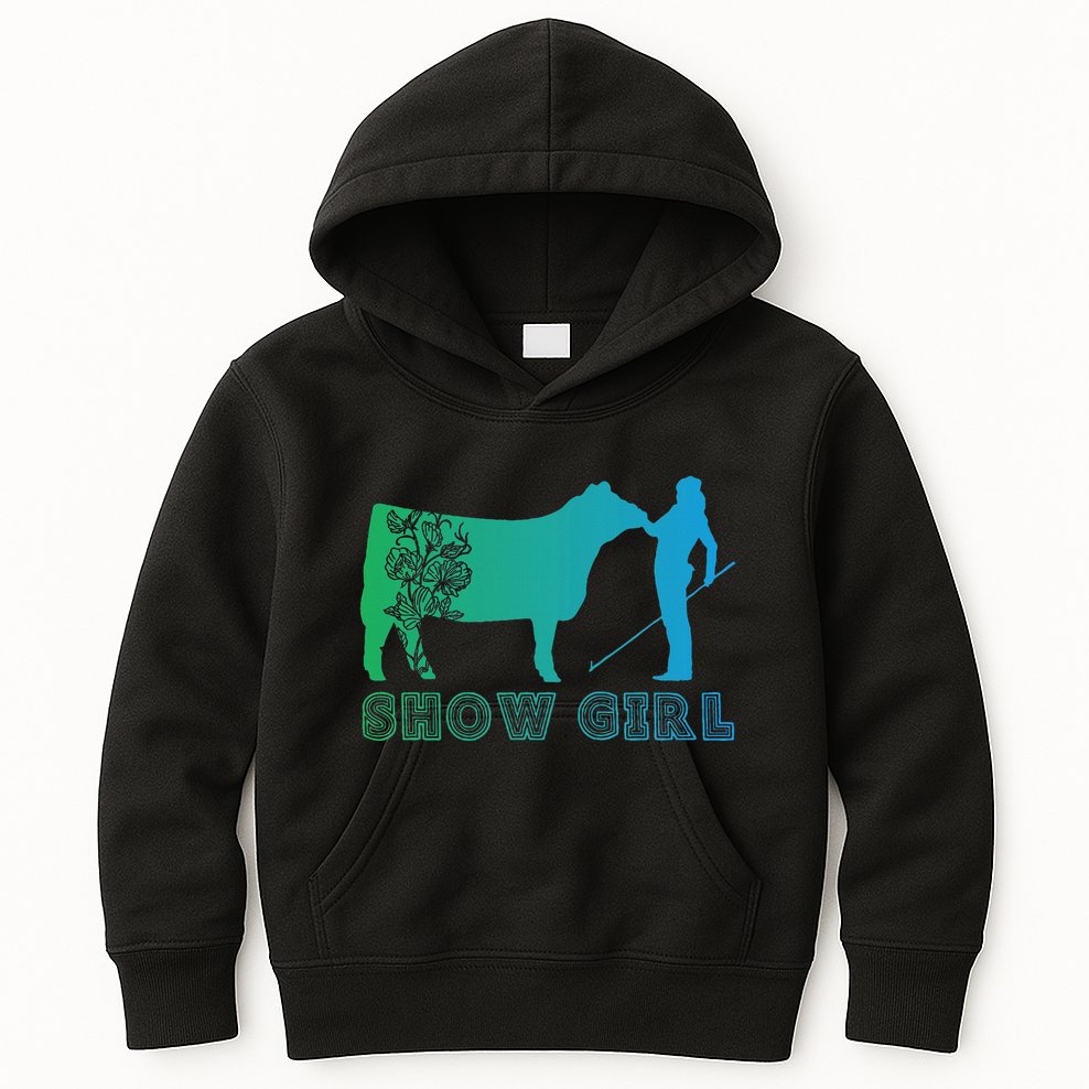Show Girl Fun Livestock Cattle Showing Kids Hoodie