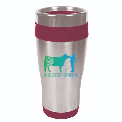 Show Girl Fun Livestock Cattle Showing 16oz Travel Tumbler