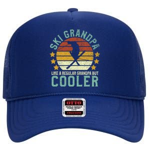 Ski Grandpa Funny Gift Funny Grandfather Skier & Skiing Lover Gift High Crown Mesh Back Trucker Hat