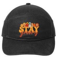 Stay Groovy Flower Power Retro Hippie Vibes 7-Panel Snapback Hat