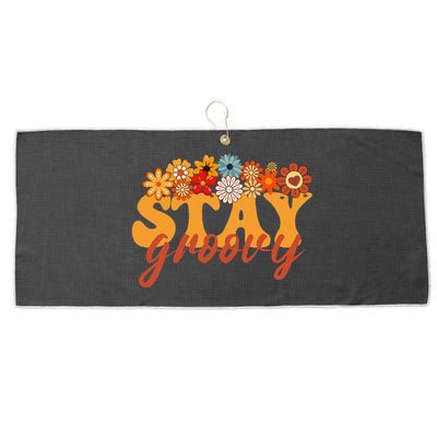 Stay Groovy Flower Power Retro Hippie Vibes Large Microfiber Waffle Golf Towel