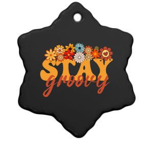 Stay Groovy Flower Power Retro Hippie Vibes Ceramic Star Ornament