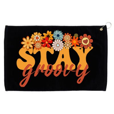 Stay Groovy Flower Power Retro Hippie Vibes Grommeted Golf Towel