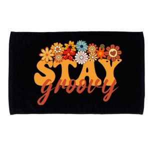 Stay Groovy Flower Power Retro Hippie Vibes Microfiber Hand Towel