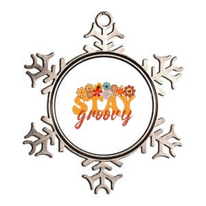 Stay Groovy Flower Power Retro Hippie Vibes Metallic Star Ornament