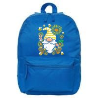 Sunflower Gnome Funny Hippie Gnome Gift 16 in Basic Backpack