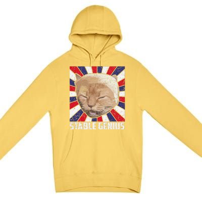 Stable Genius Funny Cat Meme President Premium Pullover Hoodie